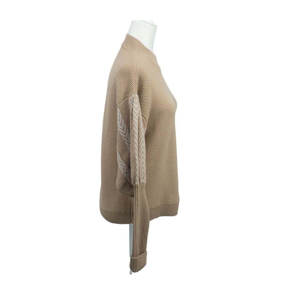 Jonathan Simkhai Women 100% Wool Balloon Sleeve Sweater Beige - Picture 4 of 11